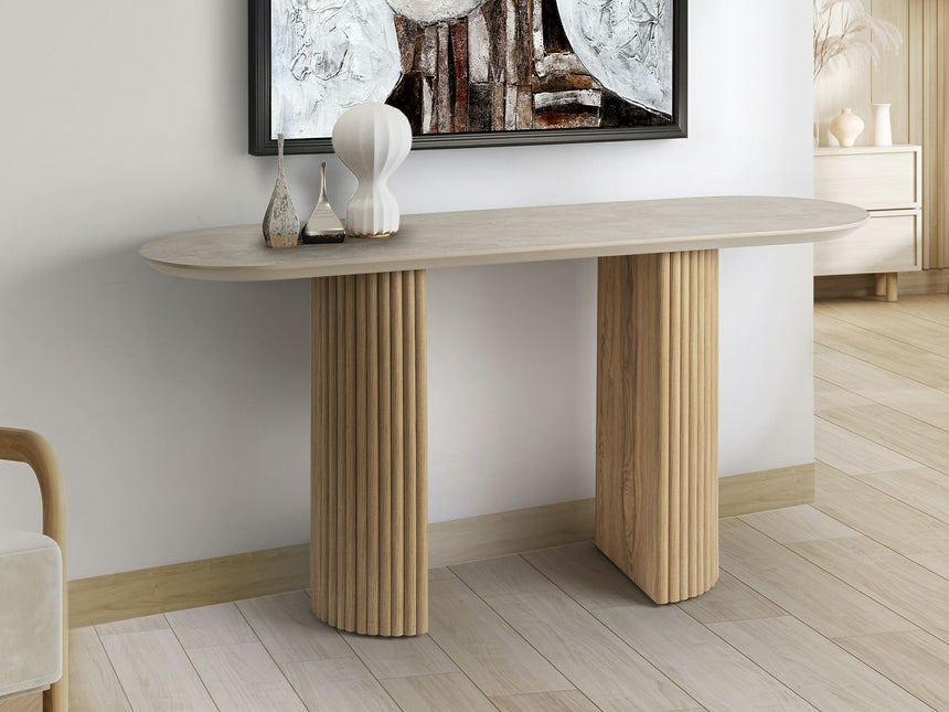 Consola Schuller Irati madera y piedra 130x78cm 604574