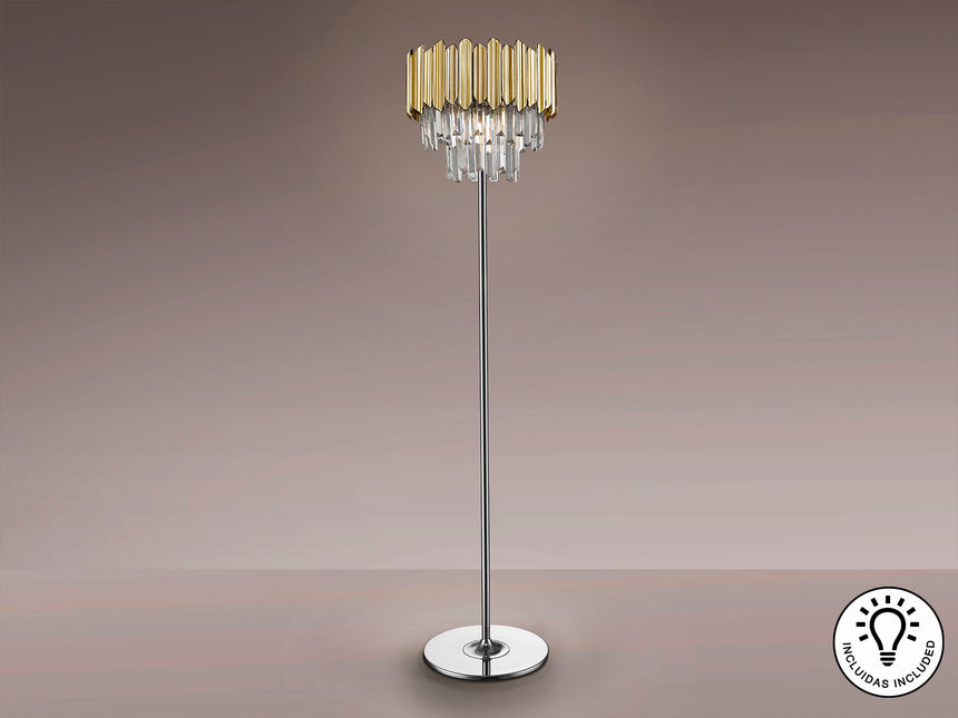 Lámpara de pie de salón Schuller Tiara 3 luces cromo y  - ambiente