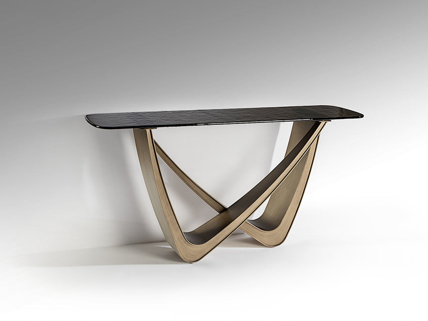 Consola Schuller Genesis bronce envejecido y gris 150x76cm 606684