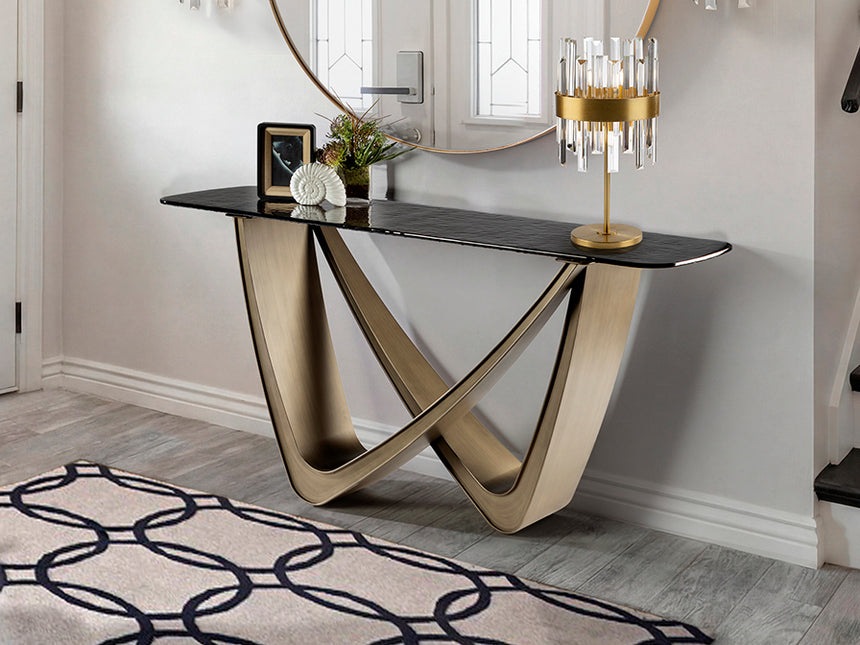 Consola Schuller Genesis bronce envejecido y gris 150x76cm 606684