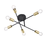 Plafón de techo Trio Cross 6 luces negro mate Ø56,5cm 6