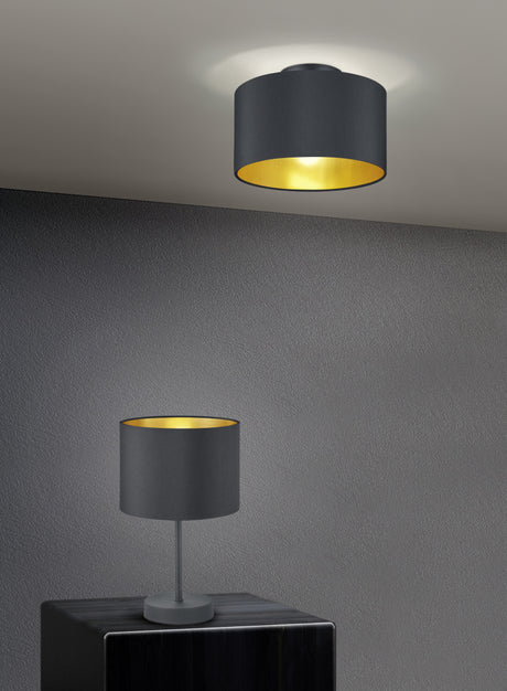 Plafón de techo Trio Hostel LED negro mate 2700K Ø30cm 608200279