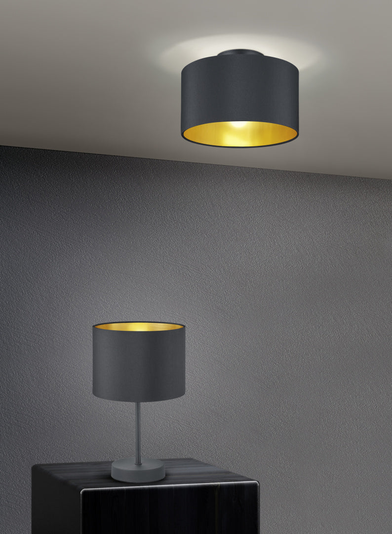 Plafón de techo Trio Hostel LED negro mate 2700K Ø30cm 608200279