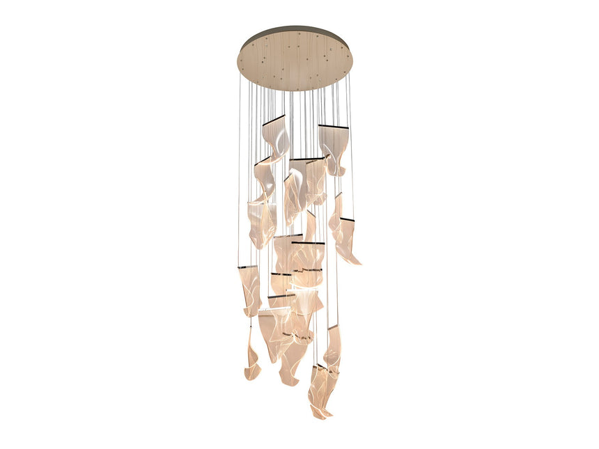 Lámpara de techo colgante Schuller Velos grande 24 luces cromo 3000K 3 metros Ø95cm ambiente
