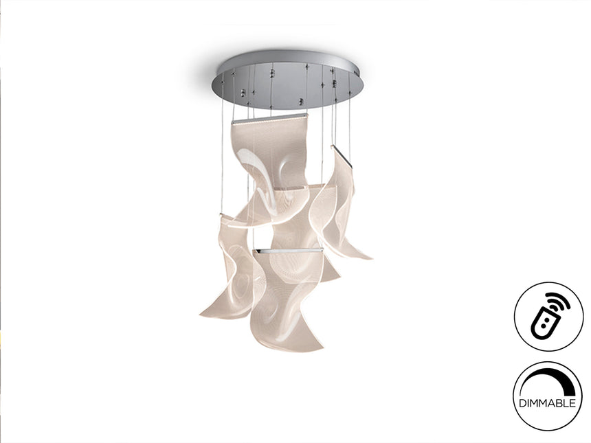 Lámpara de techo colgante Schuller Velos 5 luces cromo  - ambiente