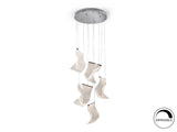 Lámpara de techo colgante Schuller Velos 5 luces cromo y micro 3000K Ø50cm 609531N ambiente