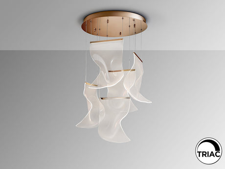 Lámpara de techo colgante Schuller Velos 5 luces oro rosa 3000K Ø50cm vista 3