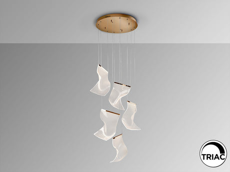 Lámpara de techo colgante Schuller Velos 5 luces oro rosa 3000K Ø50cm vista 4