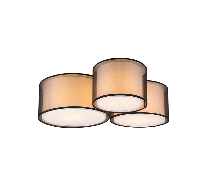Plafón de techo Trio Burton 3 luces negro mate 65cm 611490332