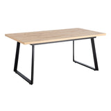 Mesa de comedor extensible de metal y madera en tono natural 170x90x75 cm