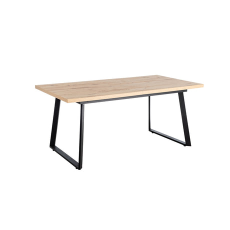 Mesa de comedor extensible de metal y madera en tono natural 170x90x75 cm