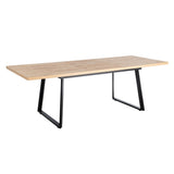 Mesa de comedor extensible de metal y madera en tono natural 170x90x75 cm
