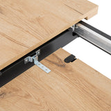 Mesa de comedor extensible de metal y madera en tono natural 170x90x75 cm