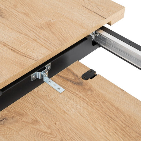Mesa de comedor extensible de metal y madera en tono natural 170x90x75 cm