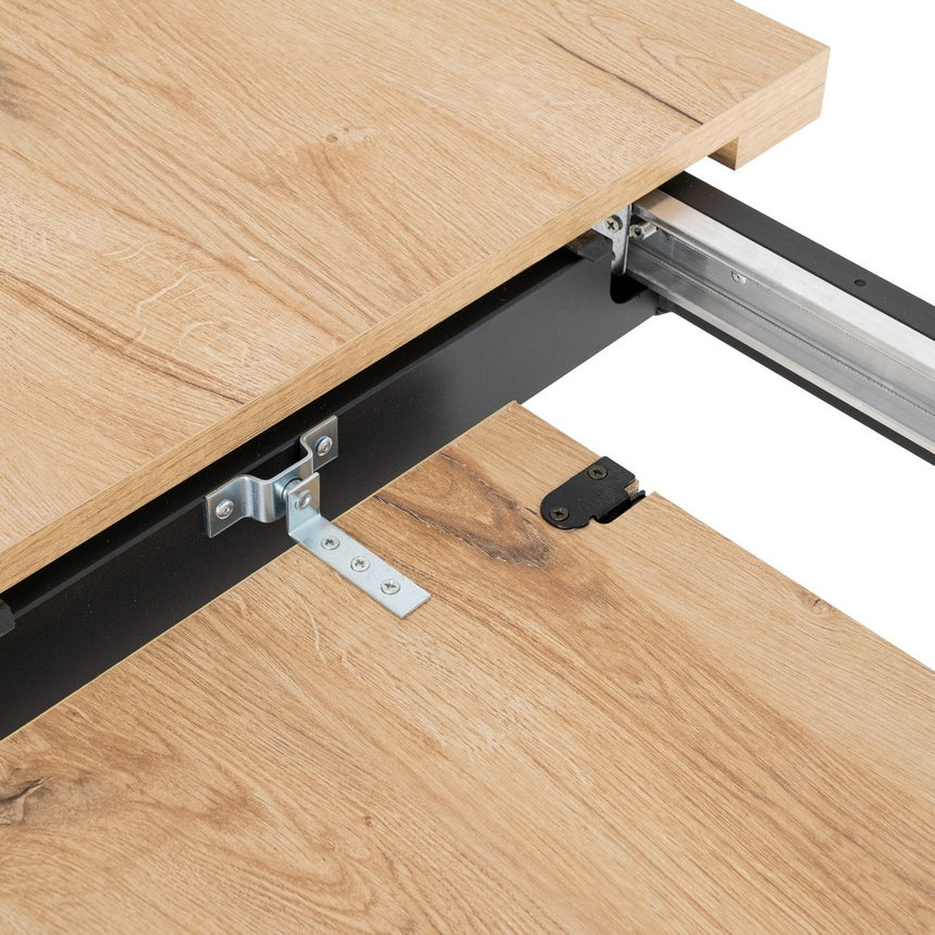 Mesa de comedor extensible de metal y madera en tono natural 170x90x75 cm