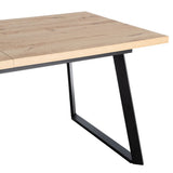 Mesa de comedor extensible de metal y madera en tono natural 170x90x75 cm