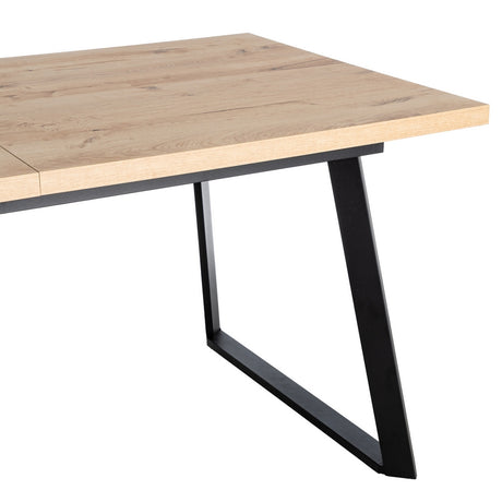 Mesa de comedor extensible de metal y madera en tono natural 170x90x75 cm