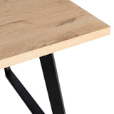 Mesa de comedor extensible de metal y madera en tono natural 170x90x75 cm