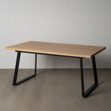 Mesa de comedor extensible de metal y madera en tono natural 170x90x75 cm