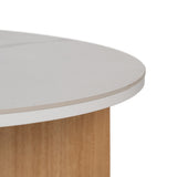 Mesa de centro de metal y cerámica en blanco y tono natural 80x80x35 cm