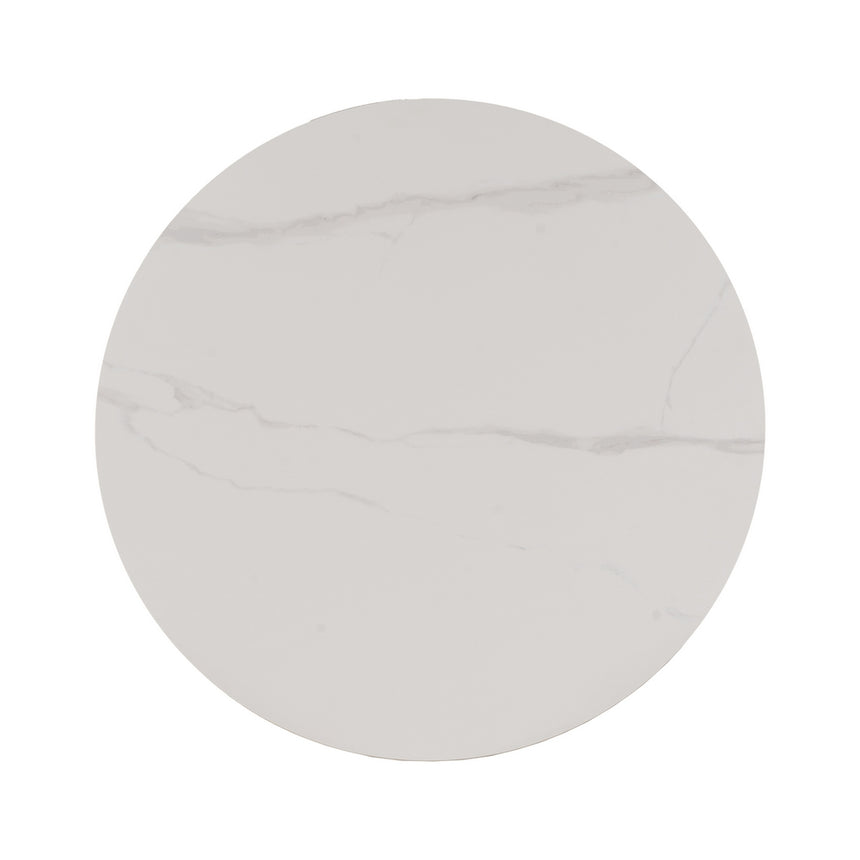 Mesa de centro de metal y cerámica en blanco y tono natural 80x80x35 cm