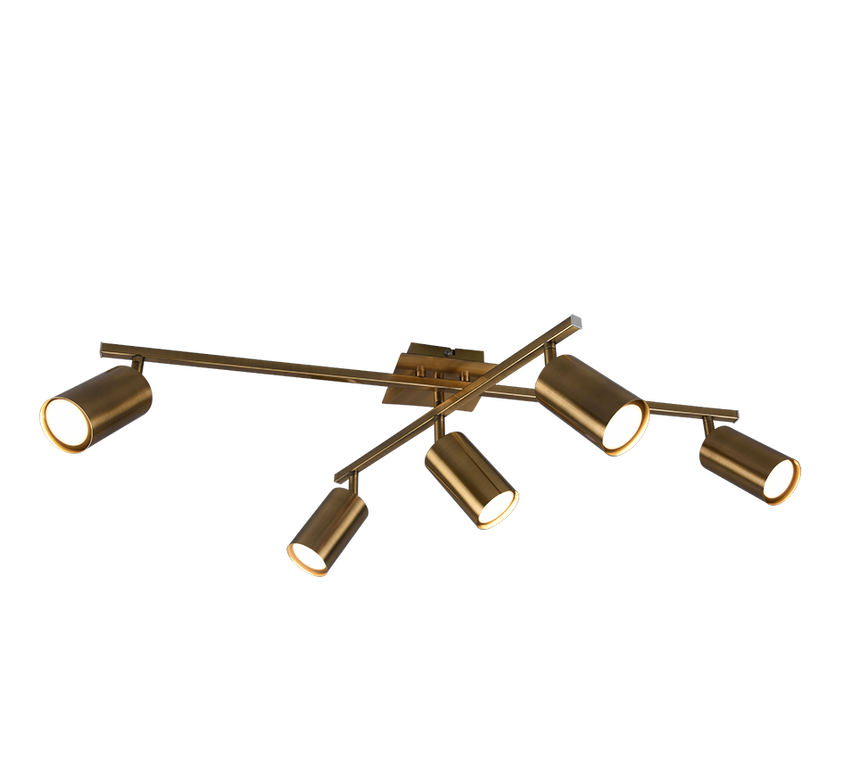 Plafón de techo Trio Marley 5 luces bronce viejo 77,4cm 612400504