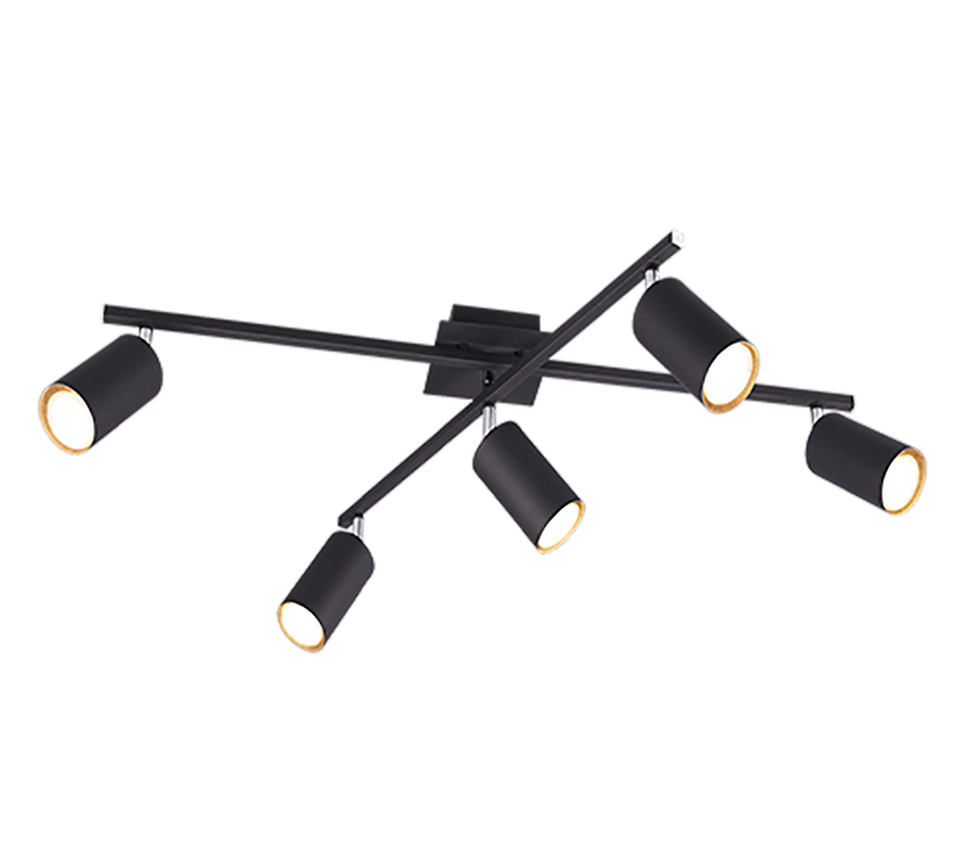 Plafón de techo Trio Marley 5 luces negro mate 77,4cm 6