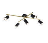 Plafón de techo Trio Marley 5 luces negro y dorado 77,4cm 6