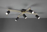 Plafón de techo Trio Marley 5 luces negro y dorado 77,4cm 6