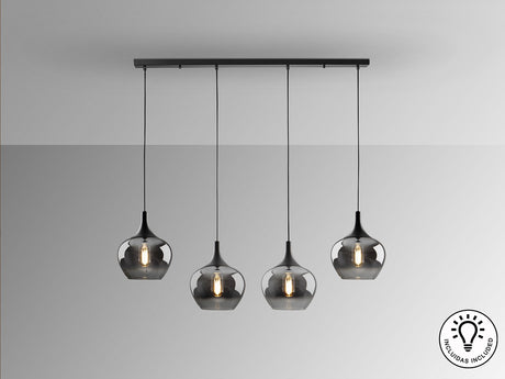 Lámpara de techo colgante Schuller Opaz 4 luces negro y degradado smoke vista 3