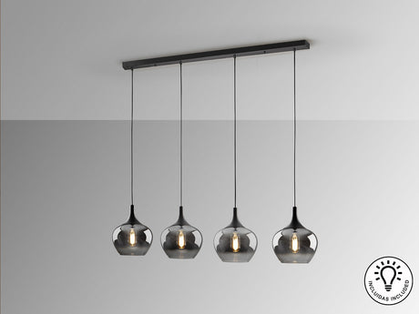 Lámpara de techo colgante Schuller Opaz 4 luces negro y degradado smoke vista 4