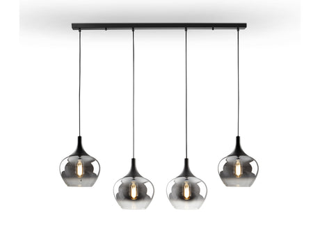Lámpara de techo colgante Schuller Opaz 4 luces negro y degradado smoke ambiente