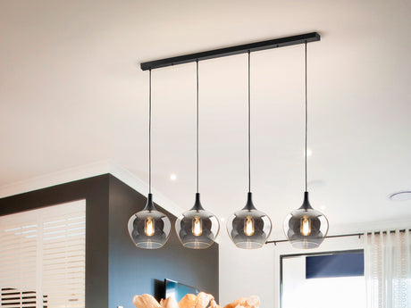 Lámpara de techo colgante Schuller Opaz 4 luces negro y degradado smoke 614245