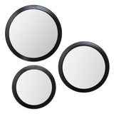 Set de 3 espejos de pared de metal y cristal en negro 84,5x84,5 cm