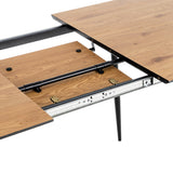 Mesa de comedor extensible de DM y metal en tono natural 120x80x75 cm 615209
