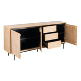 Aparador Sintra de madera y metal en tono natural y negro 200x40x86,5 cm