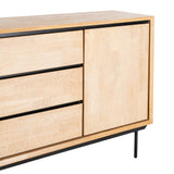Aparador Sintra de madera y metal en tono natural y negro 200x40x86,5 cm