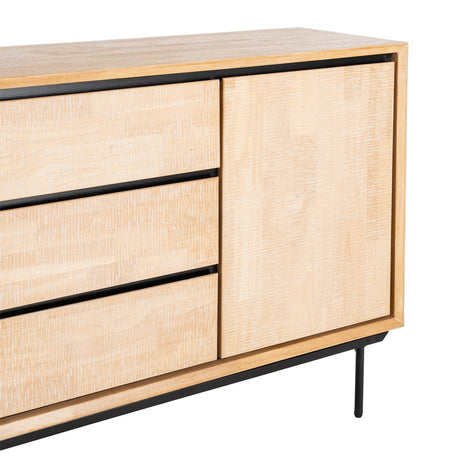 Aparador Sintra de madera y metal en tono natural y negro 200x40x86,5 cm