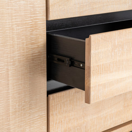 Aparador Sintra de madera y metal en tono natural y negro 200x40x86,5 cm
