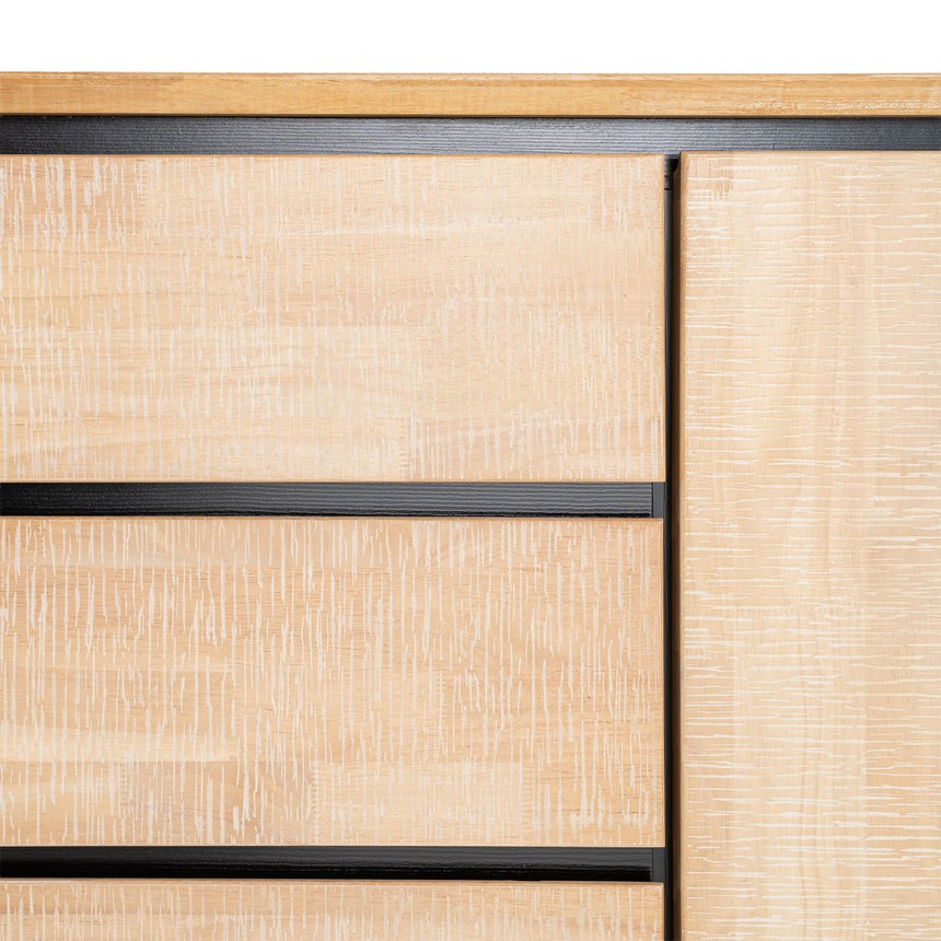 Aparador Sintra de madera y metal en tono natural y negro 200x40x86,5 cm