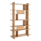Estantería de madera de caucho en tono natural 120x38x203 cm