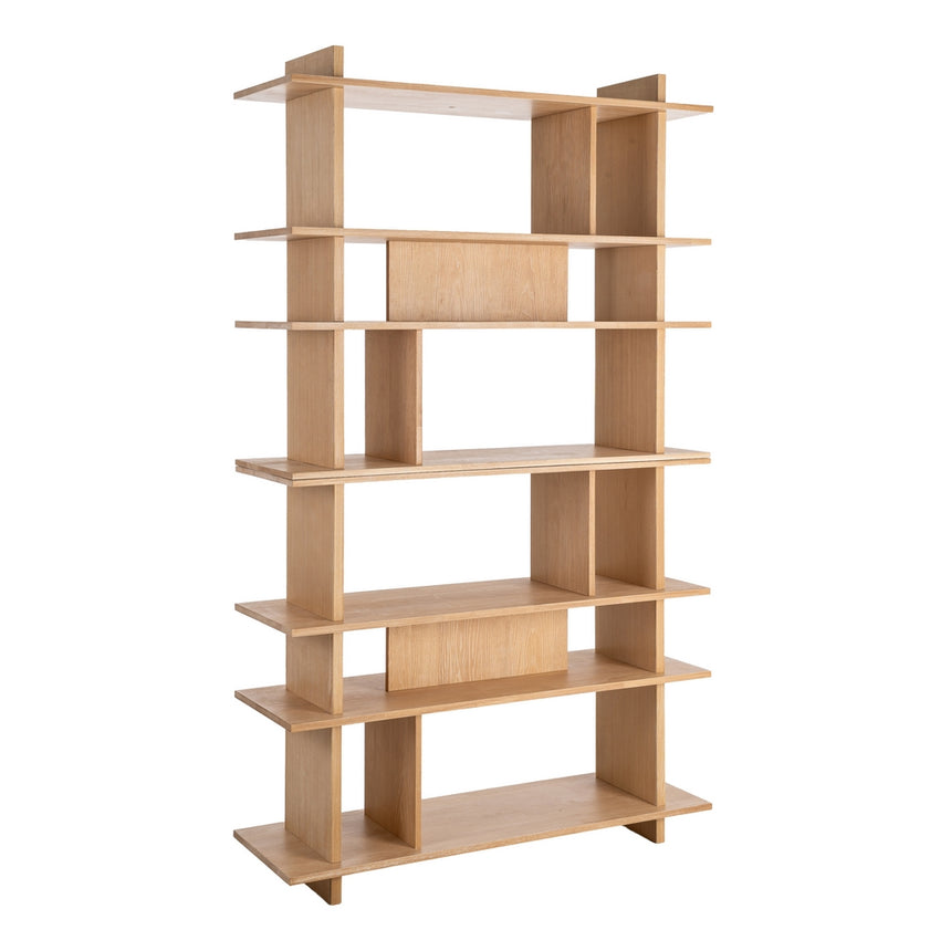 Estantería de madera de caucho en tono natural 120x38x203 cm