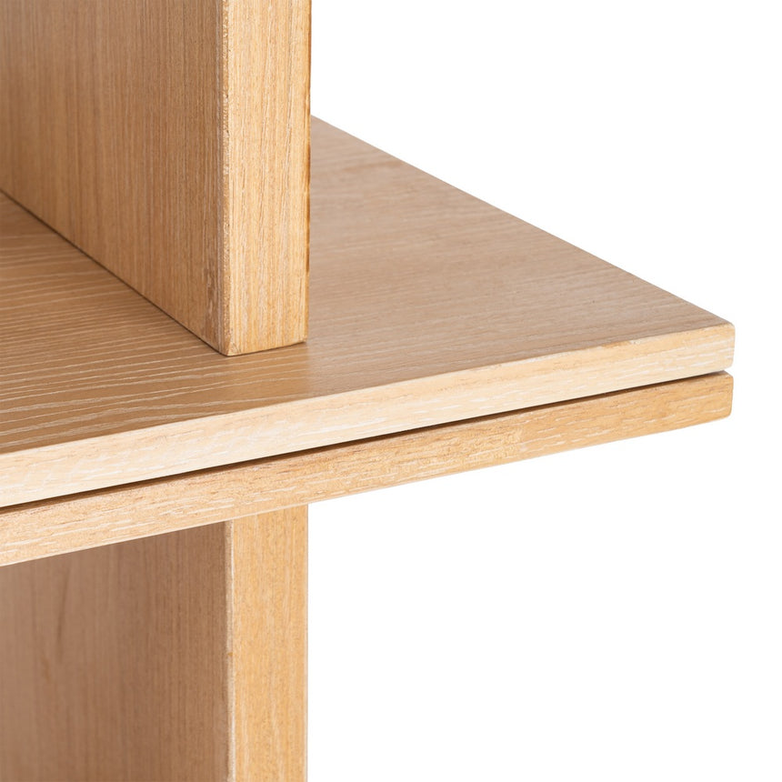 Estantería de madera de caucho en tono natural 120x38x203 cm