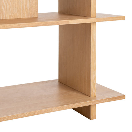 Estantería de madera de caucho en tono natural 120x38x203 cm