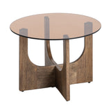 Mesa de centro de madera y cristal en marrón 60x60x41 cm
