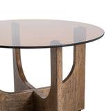 Mesa de centro de madera y cristal en marrón 60x60x41 cm