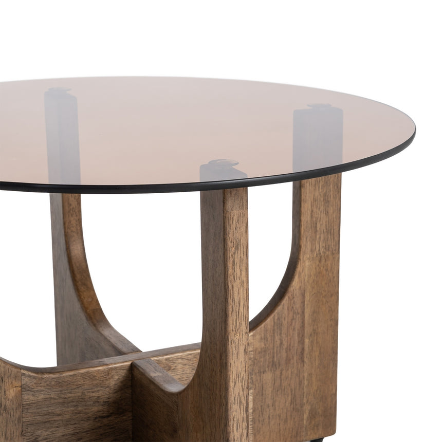 Mesa de centro de madera y cristal en marrón 60x60x41 cm