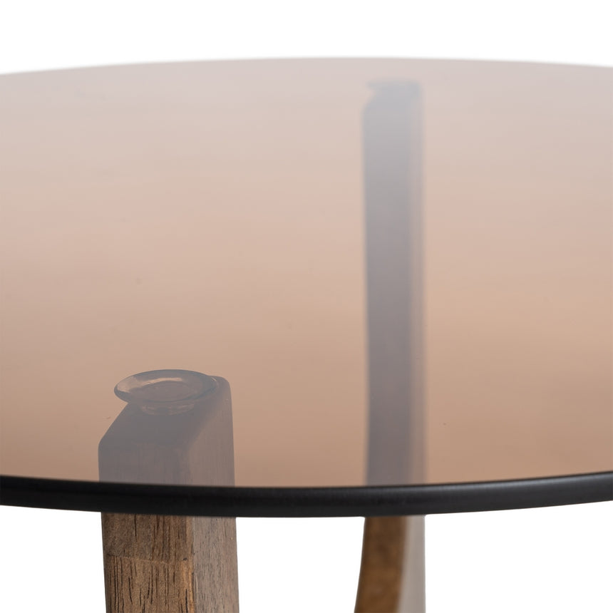 Mesa de centro de madera y cristal en marrón 60x60x41 cm