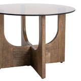 Mesa de centro de madera y cristal en marrón 60x60x41 cm