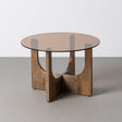 Mesa de centro de madera y cristal en marrón 60x60x41 cm